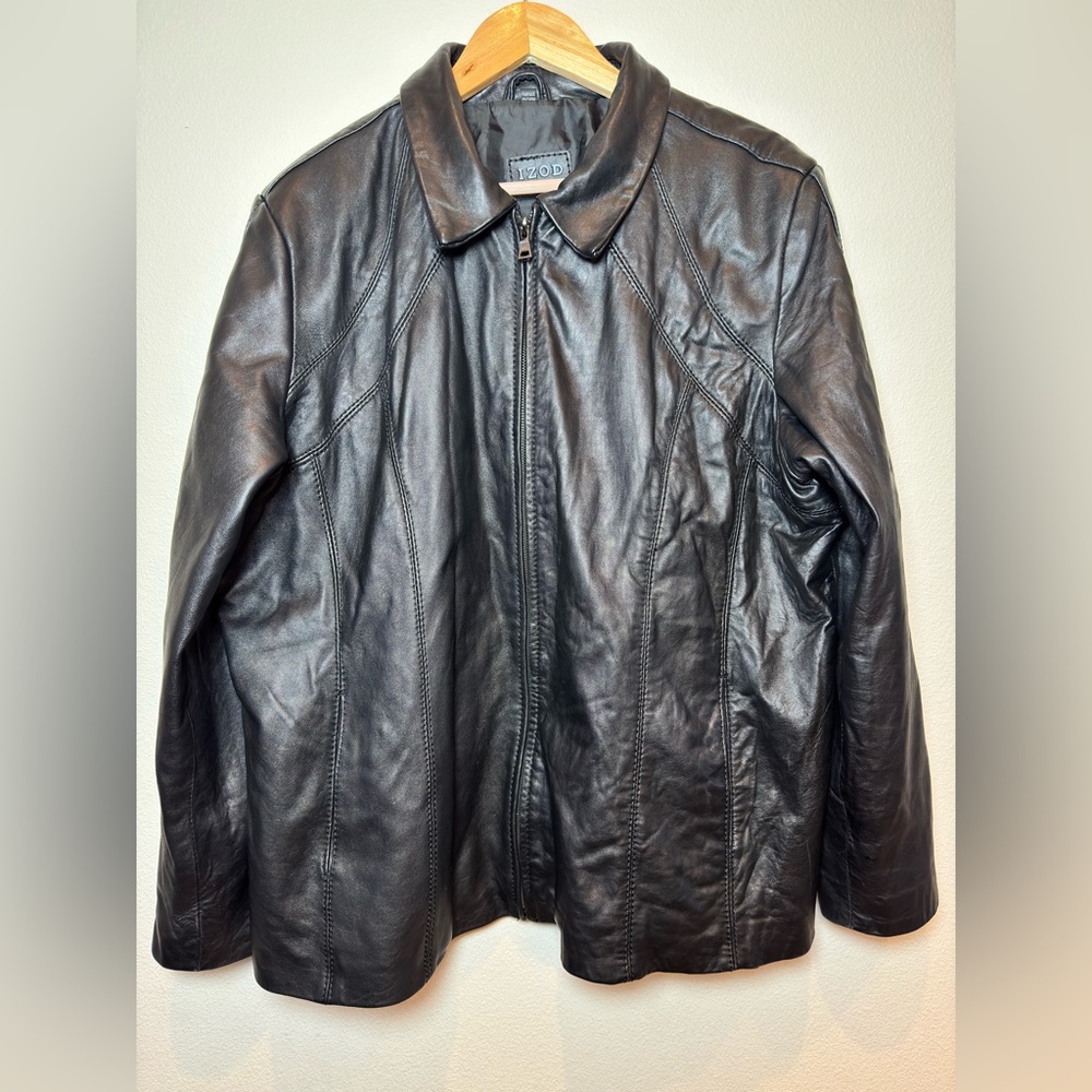 IZOD Genuine Leather Jacket | Women’s 2X | Classic Black